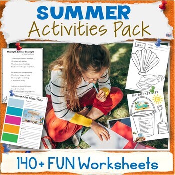 Preview of 50% OFF Summer Fun Activity Packet - Middle School Summer Worksheets Bundle