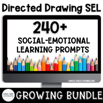 Preview of Social Emotional Learning Guided and Directed Drawing Counseling Editable BUNDLE