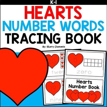 Preview of Hearts | Numbers | 0-20 | Number Words | Tracing | Book