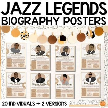 Preview of Jazz Musicians Biography Posters | Jazz Music Bulletin Board / Door Decor
