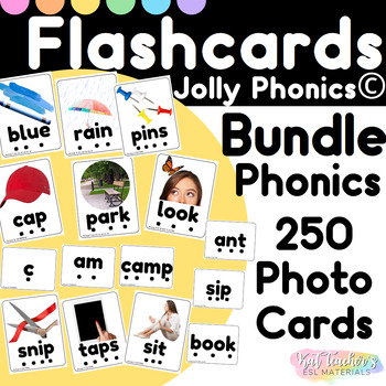 Preview of 50% OFF Jolly Phonics© Aligned All Groups Photo Flashcard Picture Cards Words