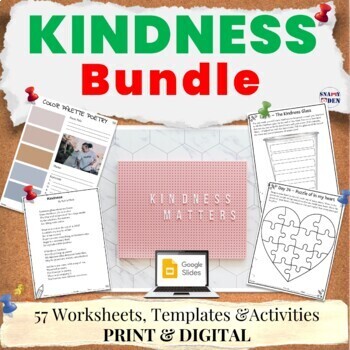 Preview of 50% OFF Kindness Activity Packet, Middle School ELA SEL Worksheets Bundle