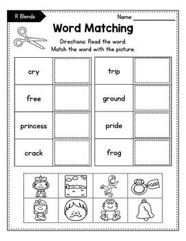 l blends worksheets r blends activities word matching tpt