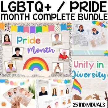 Preview of LGBTQ+ Pride Month Bundle, Biography & Quotes, Research, Class Decor