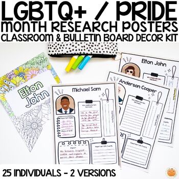 Preview of LGBTQ+ Pride Month Research Projects & Posters, Classroom Decor