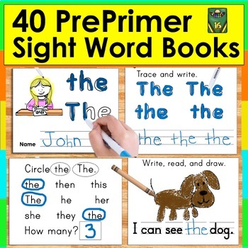 Preview of Sight Words Booklets Foldable 40 Books PREPRIMER Words  for Kindergarten Review
