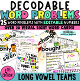Long Vowel Team Decodable Word Problems - EDITABLE + Visua