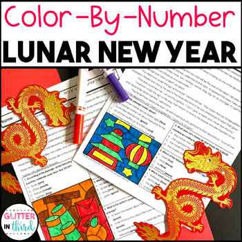 Preview of Lunar Chinese New Year Reading Comprehension Color By Number