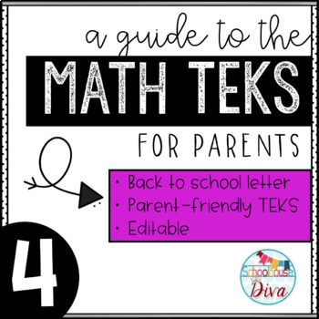 Preview of Math TEKS for Parents - 4th Grade Back to School