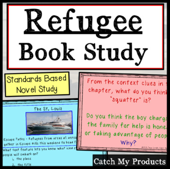 Preview of Refugee by Alan Gratz Book Study for PROMETHEAN BOARD