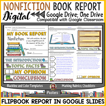 Preview of NONFICTION BOOK REPORT: GOOGLE SLIDES CLASSROOM: DISTANCE LEARNING