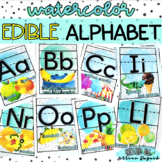 EDIBLE Watercolor Alphabet Posters - Food Theme - Shades of Blue