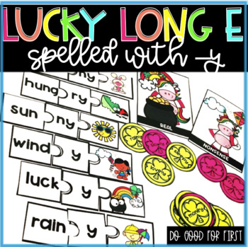 Preview of Lucky Long e with y Ending - Puzzles, Four in a Row, QR Code Hunt, Real/Nonsense