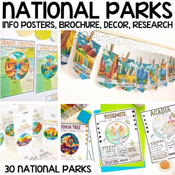 Preview of National Parks Bundle - Info Posters, Research Activities, Classroom Decor