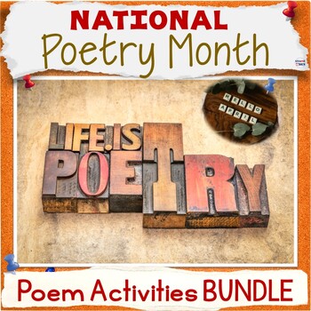 Preview of 50% OFF National Poetry Month Activities, Middle School Poem Worksheets Bundle