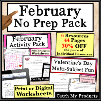 Preview of February No Prep Packet with Logic and Writing Activities for Critical Thinking