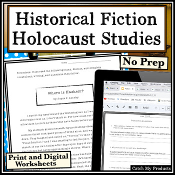 Preview of Historical Fiction Reading Passages and Questions on The Holocaust WWII