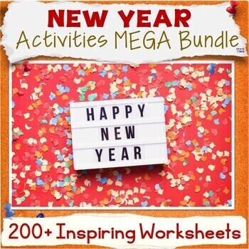 Preview of 50% OFF New Years Activity Packet, Middle School Worksheets MEGA Bundle