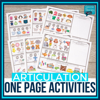 One Page Articulation Activity Placemats by Speech Therapy Plans