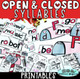 Open & Closed Syllables - PRINTABLES ONLY