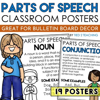 Preview of Parts of Speech Posters Grammar Word Wall Classroom Bulletin Board Anchor Charts