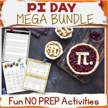 Preview of 50% OFF Pi Day Activities - Fun Middle School ELA Worksheets NO PREP Bundle