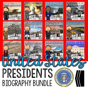 Preview of President Biography Units Presidents' Day Biography Passages Lessons Posters