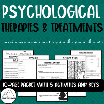 Preview of Psychological Therapies & Treatments Independent Work Packet