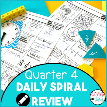 Preview of Quarter 4 3rd Grade Daily Spiral Math Review Worksheets Morning Work
