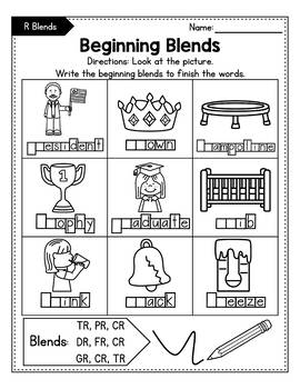 r blends worksheets l blends activities write the blend tpt