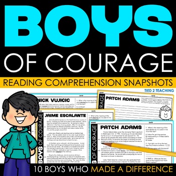 Preview of Boys of Courage Reading Comprehension Passages and Questions Reluctant Readers