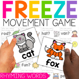 Rhyming Words FREEZE Game | Rhyming Worksheets | Movement 