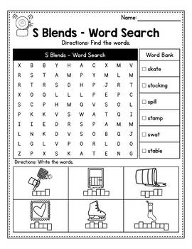 s blends worksheets r blends activities word search tpt