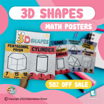 Preview of 50% OFF SALE | 3D SHAPES MATH POSTERS CLASSROOM DECORATION