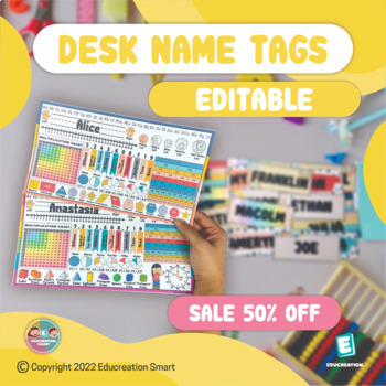 Preview of SALE 50% OFF 48 HOURS | Desk Name Tags Editable