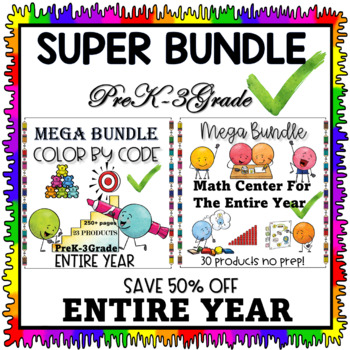 Preview of SUPER BUNDLE 54 Products COLOR BY CODE & MATH FOR ENTIRE YEAR $86.87 from $216.5