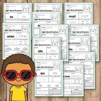 Sight Word Practice for Kindergarten Sight Words Worksheets for