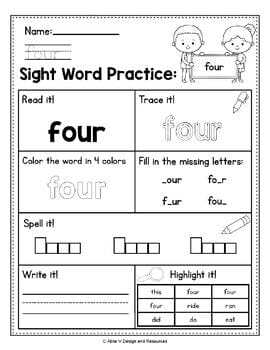 daily sight word practice kindergarten sight words worksheets kindergarten