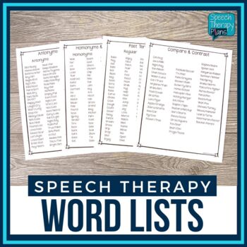 Preview of Speech Therapy Word Lists
