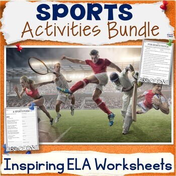 Preview of 50% OFF Sports Activity Packet Middle School ELA Worksheets Fun Sub Plans Bundle