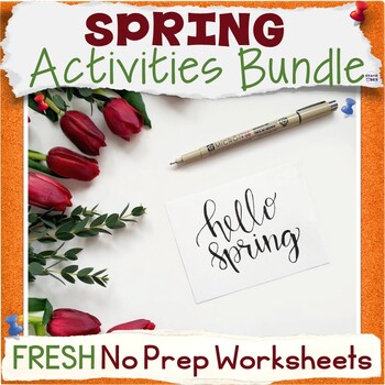 Preview of 50% OFF Spring Activities, Fun Middle School ELA Worksheets NO PREP Bundle