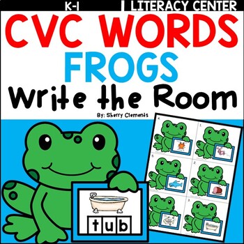 Preview of Spring CVC Words | Frogs | Summer | Write the Room | Literacy Center