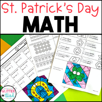 Preview of St. Patrick's Day Math Worksheets No Prep Color By Number