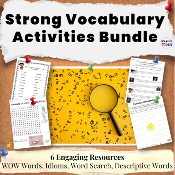 Preview of 50% OFF Strong Vocabulary Activities - Middle School Fun Worksheets Bundle