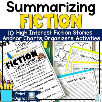 Preview of Summarizing Fiction Passages Story Summary Anchor Charts Graphic Organizer