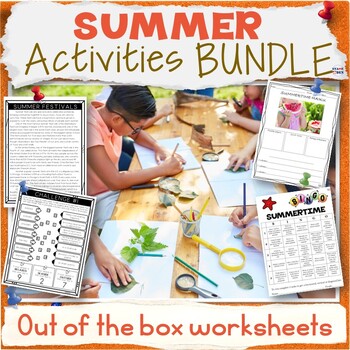 Preview of 50% OFF Summer Activity Packet - School Summer Worksheets Summertime Bundle