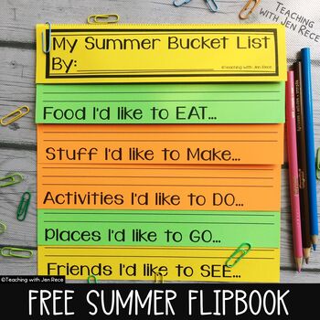 Preview of Free Summer Bucket List NO CUT flip book