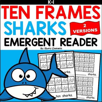 Preview of Summer Emergent Reader | Sharks | Ocean | Ten Frames to 20 | Number Words