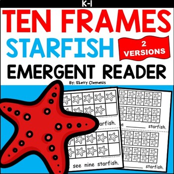 Preview of Summer Emergent Reader | Starfish | Ocean | Ten Frames to 20 | Number Words