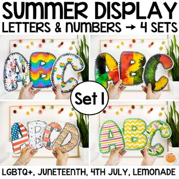 Preview of Summer Letters and Numbers Bundle - Bulletin Boards - LGBTQ+, Juneteenth - Set 1